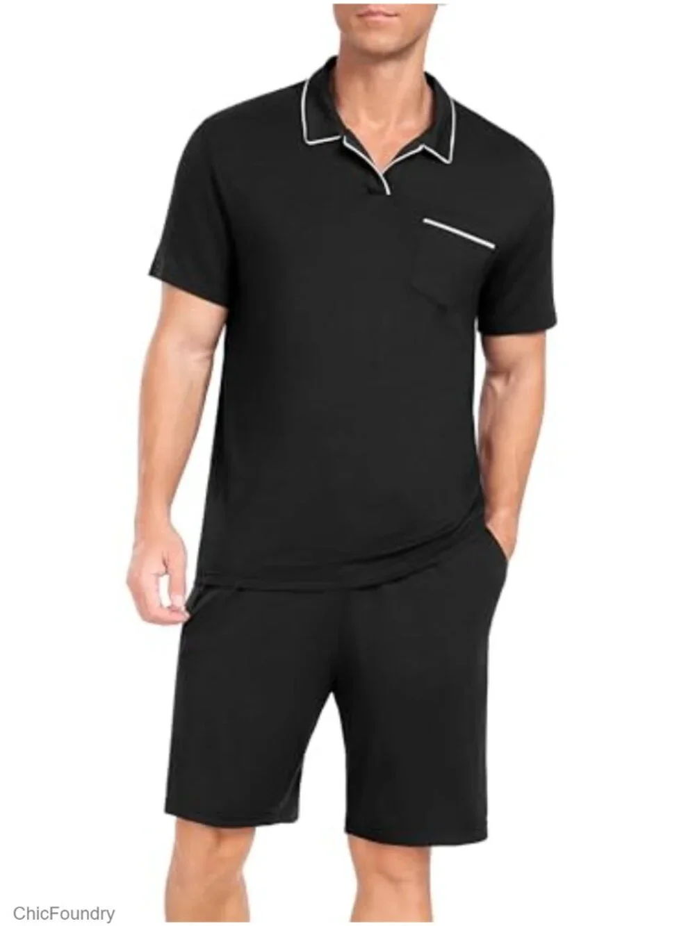 Men's 2-Piece Pajama Set | Short Sleeve | Rayon Blend | Loungewear with Pockets